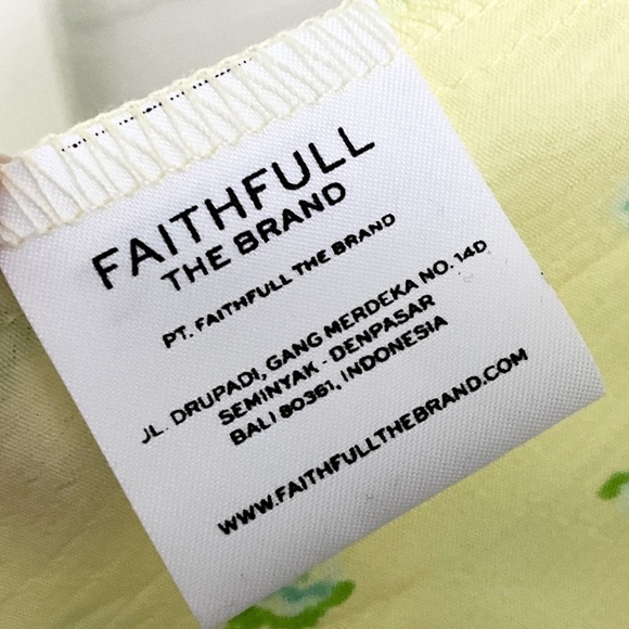 Faithfull the Brand Rare Aubrie Wrap Bow skirt in Bisset Yellow Aqua floral Sz S - Picture 14 of 16